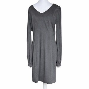 NWT B Michael America Red Women’s V Neck Puffy Long Sleeve Grey Midi Dress 12